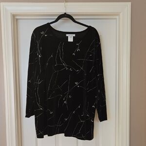 Karen Kane Black and White Patterned Long Sleeve Top